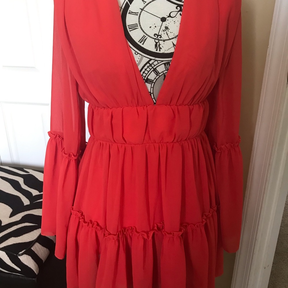 Missord Red Chiffon Dress